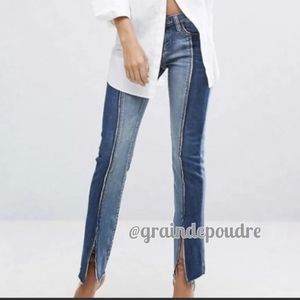 Blank NYC Split Hem Two Tone Straight Leg Jeans 26 S